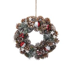 5020244274048 1 Festive 30cm Snowy Pinecone Bells Christmas Wreath.jpg